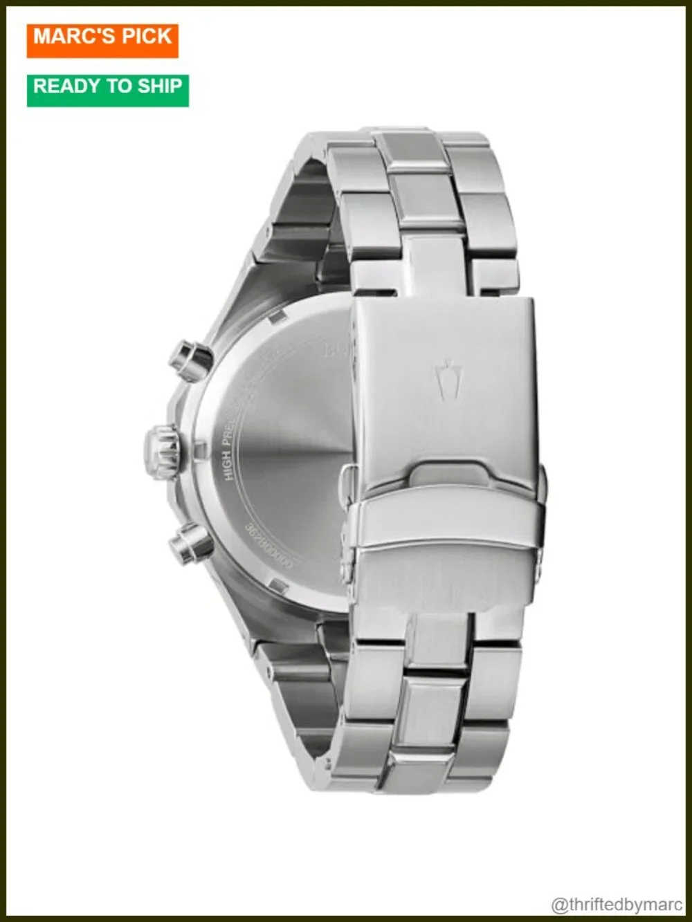 6-Hand Chronograph High Performance Quartz Stainless Steel Watch, Green Dial,